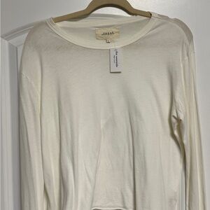 THE GREAT. Women's Long Sleeve Cream Tee